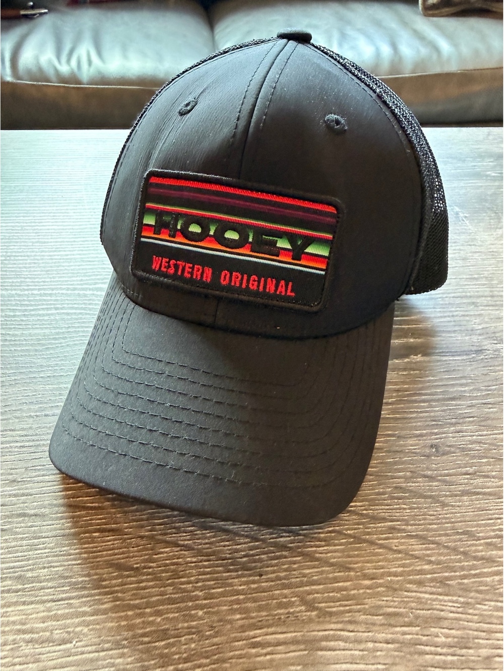 HOOey Youth Western Original Black Trucker Hat Mesh Snapback Serape Patch Cap